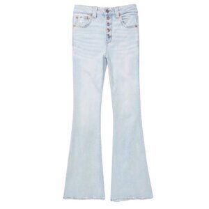 American Eagle Super Hi Rise Flare Jean in Blue Mist Next Level Stretch Size 00